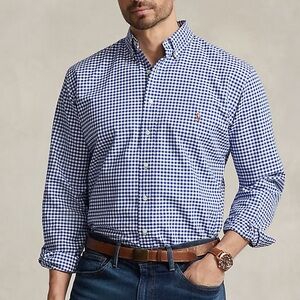 Ralph Lauren NWT Men’s Blue & White Gingham Oxford Long Sleeve Button-Down Shirt